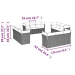 vidaXL Salon de jardin 12 Pièces avec coussins noir résine tressée