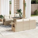 vidaXL Salon de jardin avec coussins 7 Pièces beige résine tressée