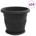 vidaXL Pots de plantes 24 Pièces Noir Ø 26 x 21.5 cm Plastique