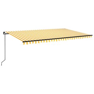 vidaXL Auvent manuel rétractable avec LED 500x300 cm Jaune et blanc