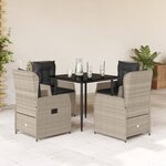 vidaXL Ensemble à manger de jardin et coussins 5 Pièces gris clair rotin