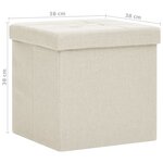 vidaXL Tabourets de rangement pliables lot de 2 blanc crème Faux lin