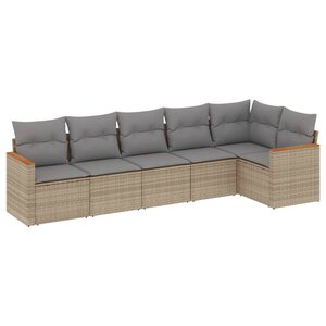 vidaXL Salon de jardin avec coussins 6Pièces mélange beige résine tressée