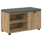 vidaXL Banc d'entrée avec coussin Uni Chêne artisanal 80 x 38 x 46 cm