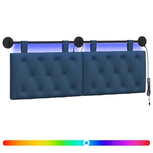 vidaXL Tête de lit suspendue Avec lumière LED Bleu Tissu