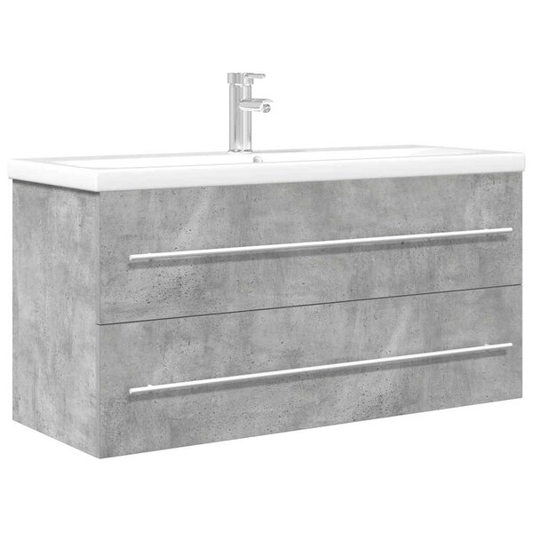 vidaXL Ensemble de meubles de salle de bain 2 Pièces gris béton