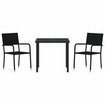 vidaXL Ensemble de salle à manger pour jardin 3 Pièces Noir polyrotin