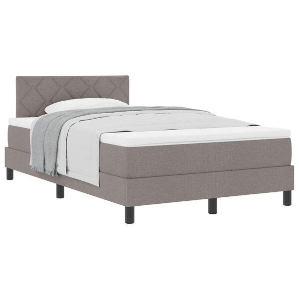 vidaXL Lit à ressorts avec matelas Taupe 120 x 200 cm tissu