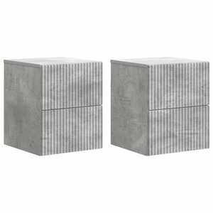 vidaXL Cabinet de chevet mural 2 Pièces Gris béton 33 x 34 5 x 40 cm