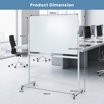 Tableau blanc mobile magnétique double face quadrillé 120 x 90 cm tableau réversible effaçable à sec 2 hauteurs réglables 12 aimants 6 stylos blanc 20_0006554