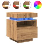 vidaXL Armoires de chevet avec lumières LED 2 Pièces chêne artisanal