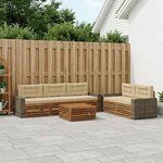 vidaXL Ensemble de canapés d'extérieur 6 Pièces Naturel et Beige