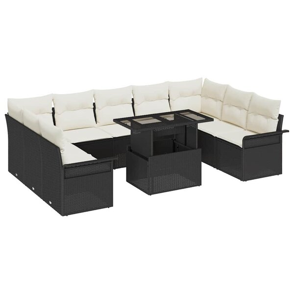 vidaXL Ensemble de canapé de jardin 10 Pièces Noir 100 x 55 x 73 cm
