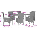 vidaXL Ensemble à manger de jardin coussins 7Pièces Noir Résine tressée