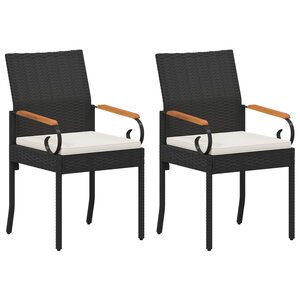 vidaXL Chaises de jardin 2 pc Noir et blanc crème