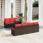 vidaXL Ensemble de canapé de jardin 8 Pièces Marron et rouge polyrotin