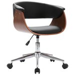 vidaXL Chaise pivotante de bureau Noir Bois courbé et similicuir