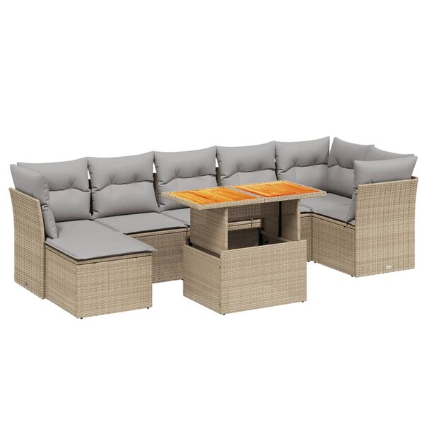 vidaXL Salon de jardin avec coussins 8 Pièces beige résine tressée