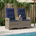 vidaXL Banc inclinable avec table 2 -Seater 126 x 65 x 112 cm