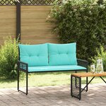 vidaXL Banc extérieur avec coussin Noir et turquoise 118 x 55 x 82 cm
