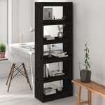 vidaXL Bibliothèque/Séparateur de pièce Noir 60x30x167 5 cm Pin massif
