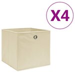 vidaXL Boîtes de rangement 4 Pièces Tissu intissé 28x28x28 cm Crème