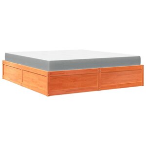 vidaXL Lit avec matelas cire marron 180x200 cm bois massif de pin