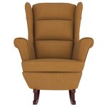 vidaXL Fauteuil à bascule à oreilles en velours marron bois massif