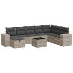 vidaXL Salon de jardin 9 Pièces avec coussins gris clair résine tressée