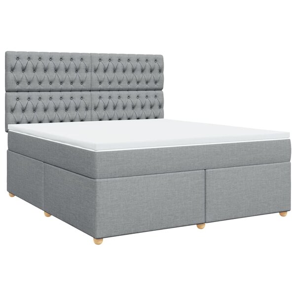 vidaXL Sommier à lattes de lit avec matelas Gris clair 180x200cm Tissu