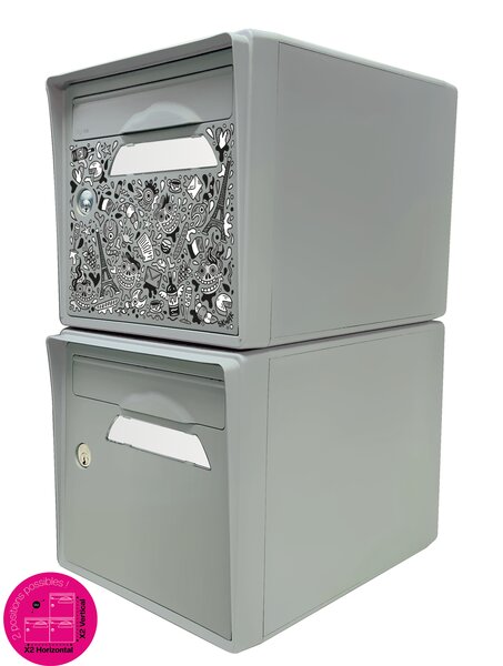 Pack de 2 boîtes aux lettres 1 porte - "The French Maniac" [SKWAK] - "Gris souris"