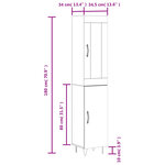 vidaXL Buffet haut Blanc brillant 34 5x34x180 cm Bois d'ingénierie