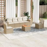 vidaXL Salon de jardin avec coussins 7 Pièces beige résine tressée