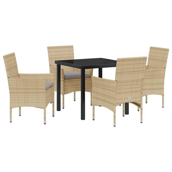 vidaXL Ensemble de salle à manger pour jardin 5 Pièces Beige Poly rotin