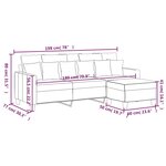 vidaXL Canapé à 3 places avec repose-pieds Noir 180 cm Tissu