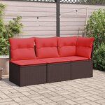 vidaXL Canapé d'angle de jardin avec coussins en résine tressée marron