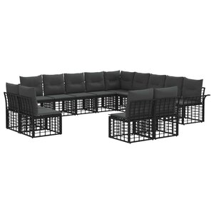 vidaXL Ensemble de canapés d'extérieur 13 pc Noir et Gris foncé
