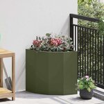 vidaXL Jardinière d'Angle Vert olive 45 x 45 x 50 cm Acier