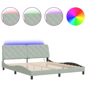 vidaXL Cadre de lit avec LED sans matelas gris clair 180x200cm velours