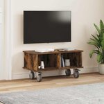 vidaXL Meuble TV Chêne fumé 68 5 x 35 x 35 cm Bois d'ingénierie