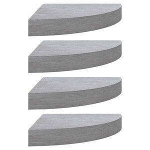vidaXL Étagères d'angle murales 4 Pièces Gris béton 35x35x3 8 cm MDF
