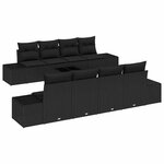 vidaXL Ensemble de canapé de jardin avec coussin 8 Pièces Noir polyrotin