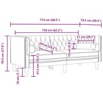 vidaXL Canapé Chesterfield avec traversins 2 places crème velours