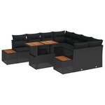 vidaXL Ensemble de salle à manger pour jardin 9 Pièces Noir et Marron