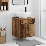 vidaXL Meuble de lavabo mural Bois ancien 49 x 44 5 x 66 5 cm