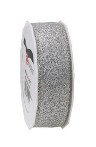 Ruban dentelle metallic lace 20-m-rouleau 25 mm argent