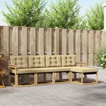 vidaXL Ensemble de canapés d'extérieur 5 Pièces Blanc et Beige