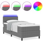 vidaXL Lit de Sommier avec Matelas & LED Gris Clair 100x200 cm Tissu en Velours Côtelé