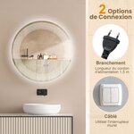 Miroir de salle de bain Ø 60 cm avec motif led antibuée 3 couleurs fonction mémoire affichage temps température ip44 argent 20_0009757
