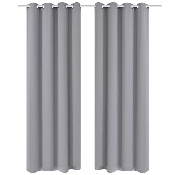 vidaXL Rideau occultant 2 Pièces avec œillets métalliques 135x175 cm Gris